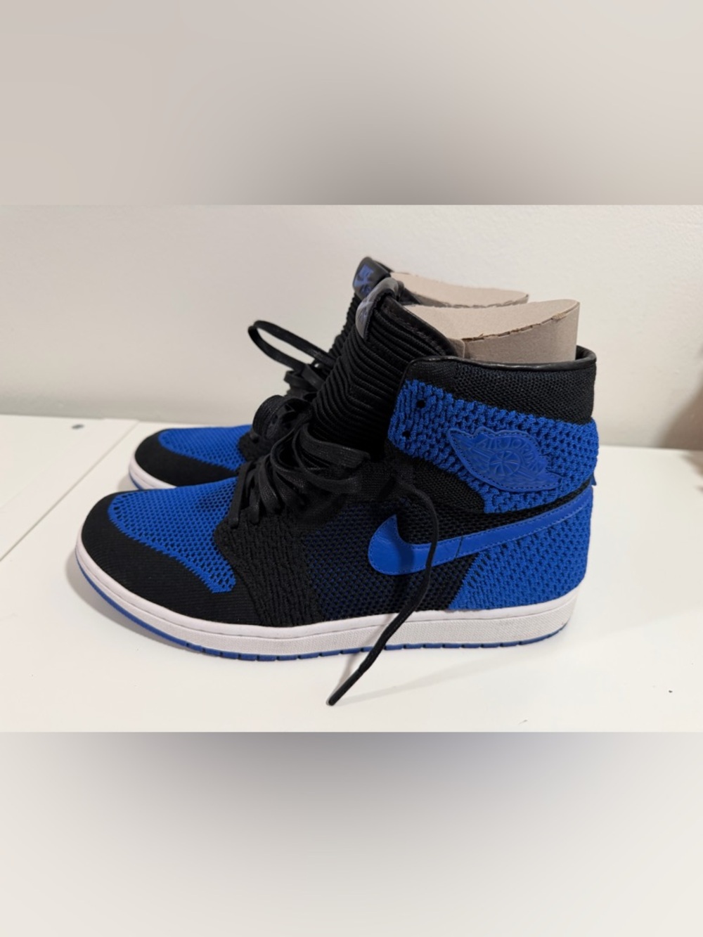 Nike ' Air Jordan 1 Flyknit High Top Sneakers - Black/Blue